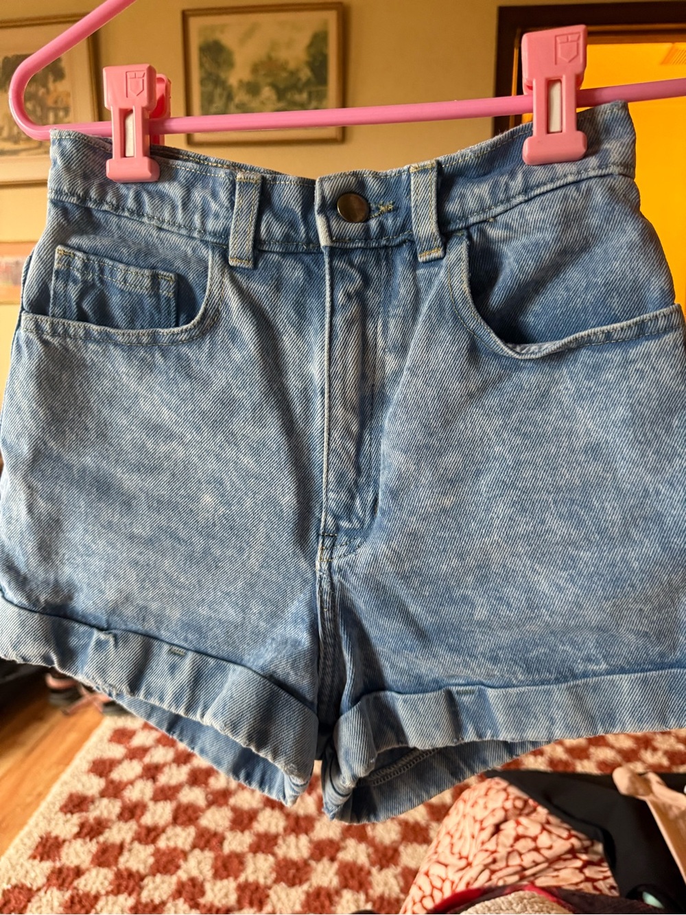 American Apparel Light Blue High-Rise Denim Shorts